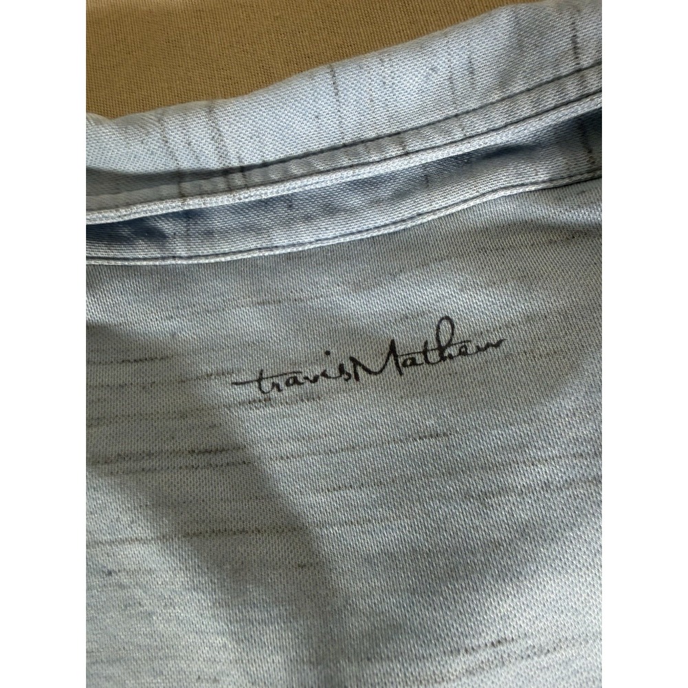 Travis Mathew Shirt Adult Extra Large Light Blue Polo Pullover Pima Golf Mens - Picture 9 of 10